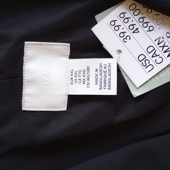 NWT H&M Single-Button Notched Lapel Blazer XXL Black Fully Lined 2XL - Picture 3 of 7
